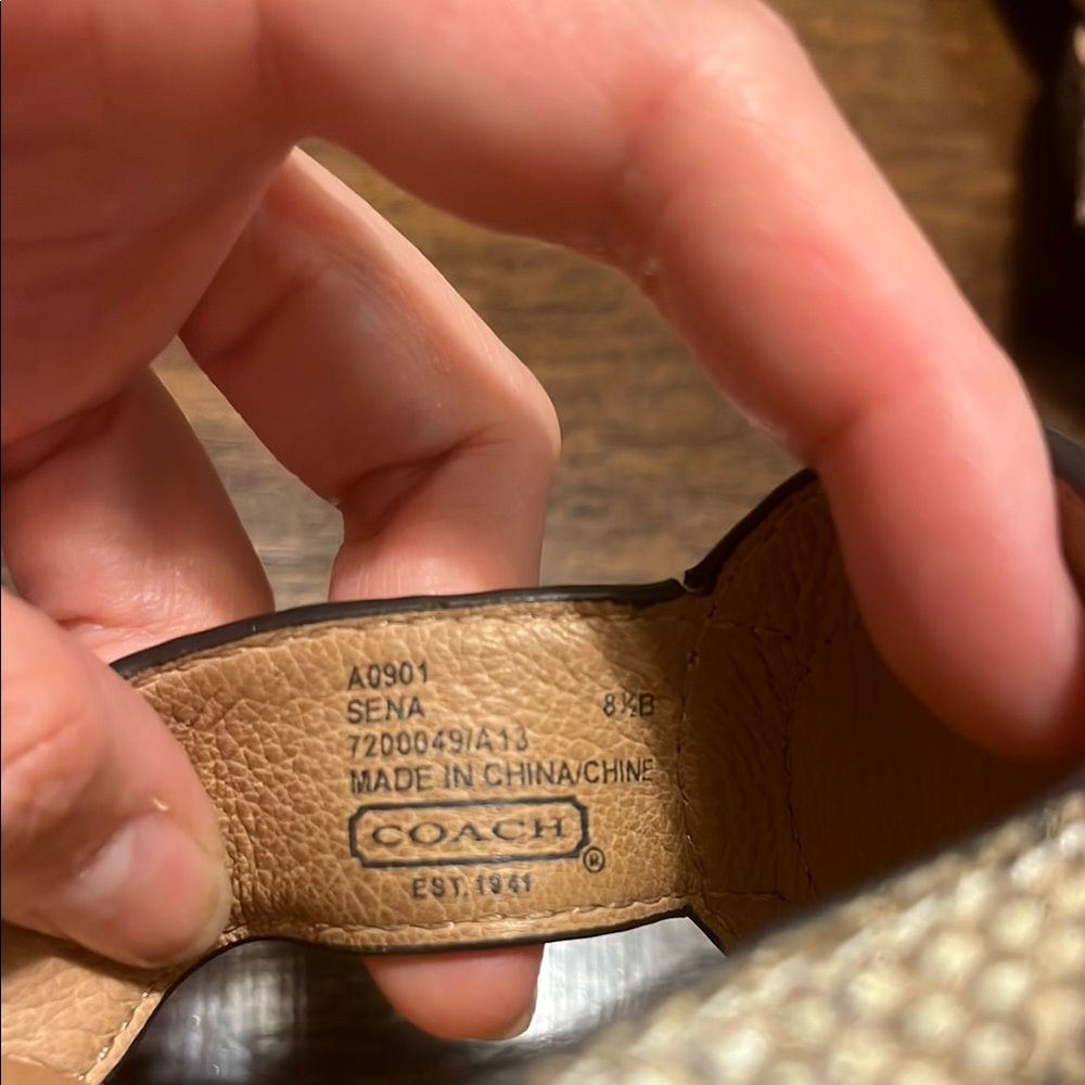 Coach Cream and Brown Sandals with Decorative Medallions - Picture 7 of 8
